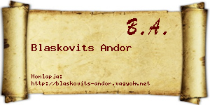 Blaskovits Andor névjegykártya